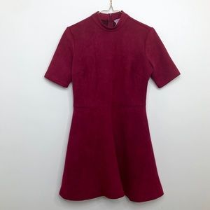 Alexia Admor Red Faux Suede Midi Dress